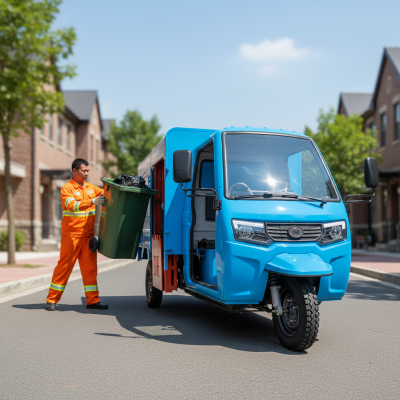 FGQ Deluxe Side-Loading Electric Garbage Truck – 300-400kg Capacity for Waste Collection in Communities, Parks, and Streets